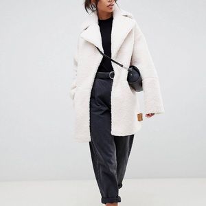 ASOS TALL TEDDY BORG BIKER COAT